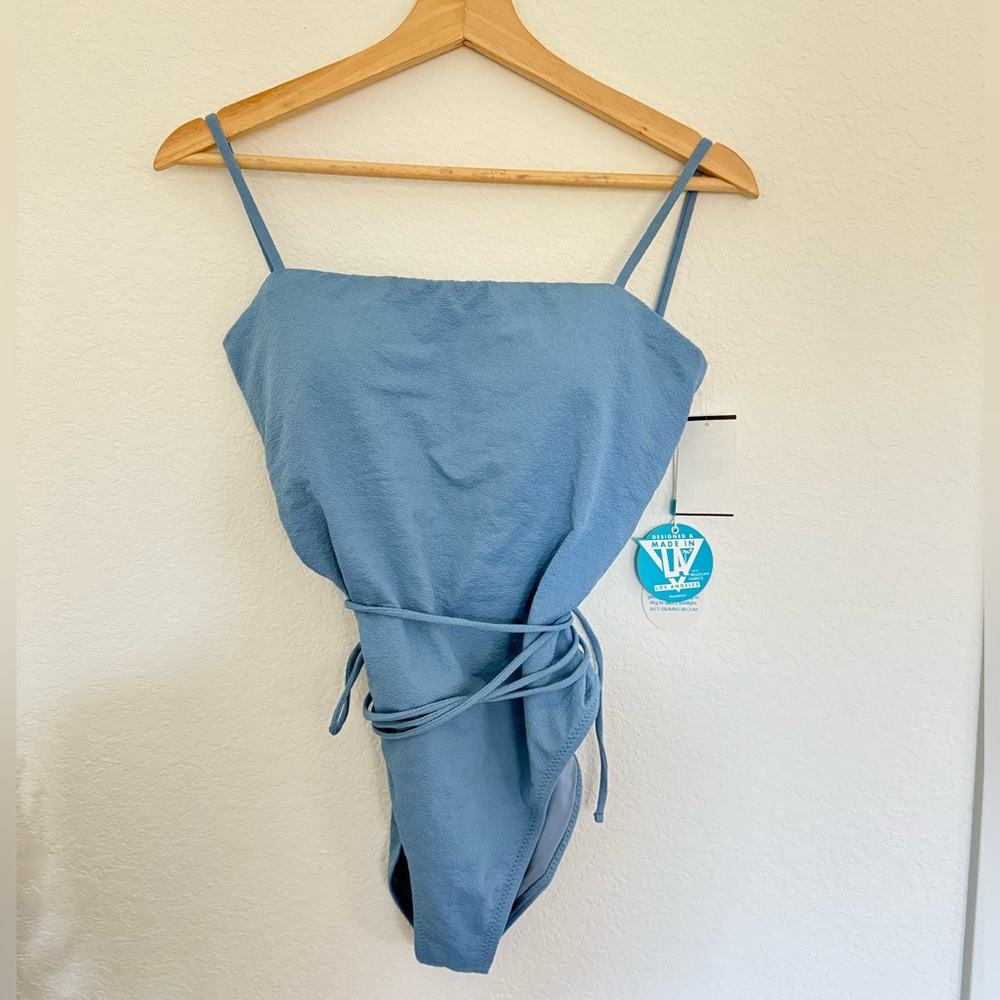 WET Swimwear Square Neckline One Piece Swimsuit in Slate Blue